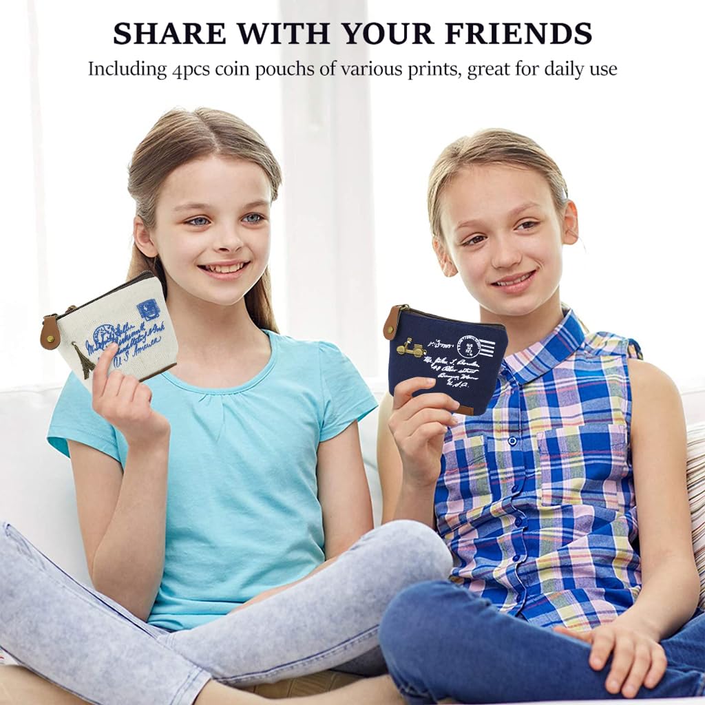 ZIBUYU Coin Pouch Set for Women and Kids with Zipper Canvas Wallets | 8PCS Cute Gift Bags