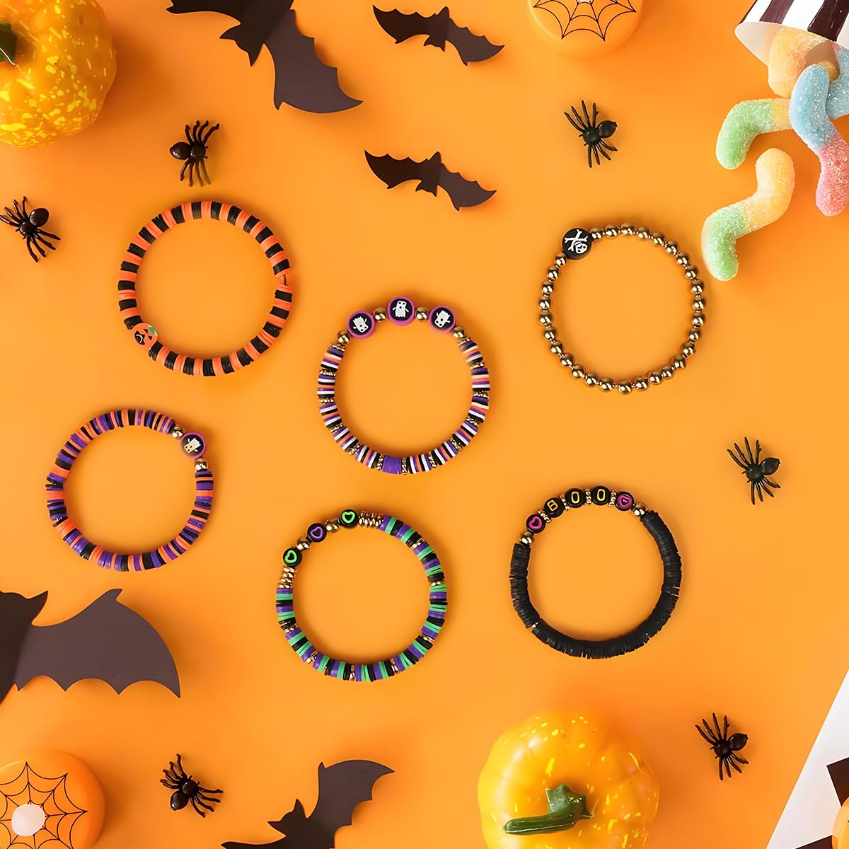 SANNIDHI Halloween Jewelry Making Kit for DIY Bracelets with Clay and Charm Beads | Gift for Kids and Friends