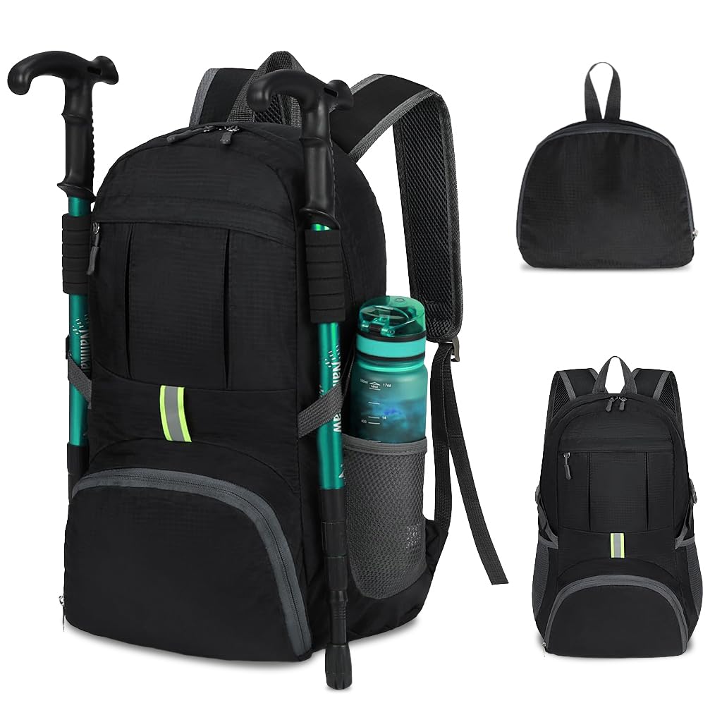 GUSTAVE Outdoor Backpack for Hiking with 30L Capacity and Foldable Waterproof Design | Black