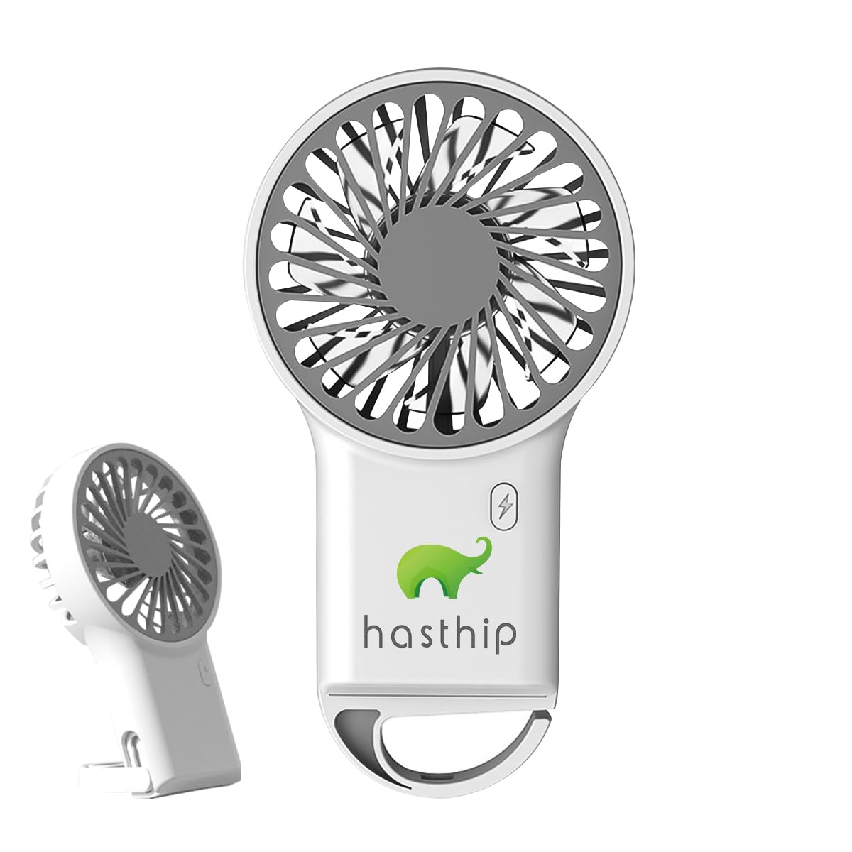 HASTHIP® USB Rechargeable Handheld Mini Fan, 3 Speed Settings, Long Battery Life, Folding Tail Hook, Quiet Pocket Fan for Travel, Outdoor, Office, Home, Summer Heat Relief (White)