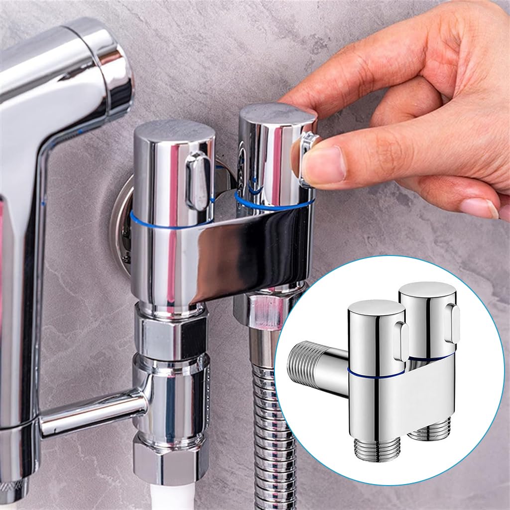 Supvox® One In Two Out Water System Control Valve Bathroom Faucet Installation Accessories Bidet Installation Connector Universal Bathroom Water System Control Valve with Separate Control Switch