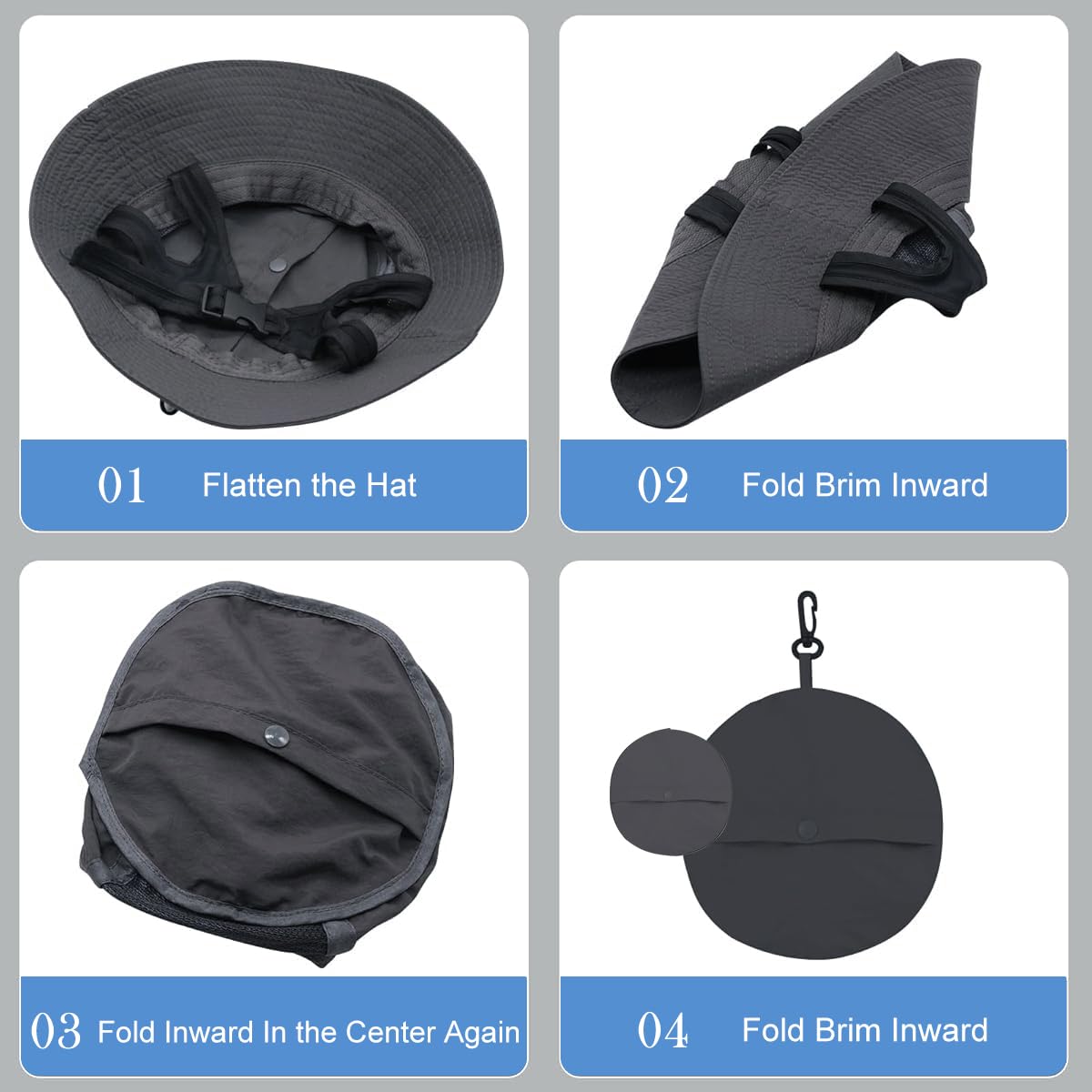 Gustave Sun Hat Bucket for Outdoor Adventures with UPF 50 Protection and Mesh Ventilation | 2 PCS Dark Gray