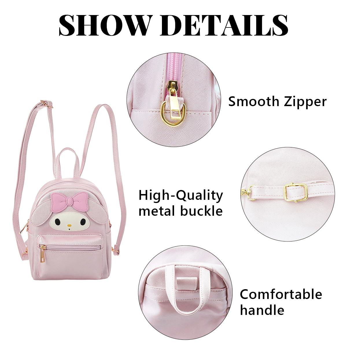 PALAY® Sling Bags for Girls Anime PU Cute Bag Handbag for Girls, Stylish Latest Cosplay Shoulder Bag Backpack with Detachable Shoulder Strap, Popit Bag for Girl Birthday Christmas Gift for Girls, Pink