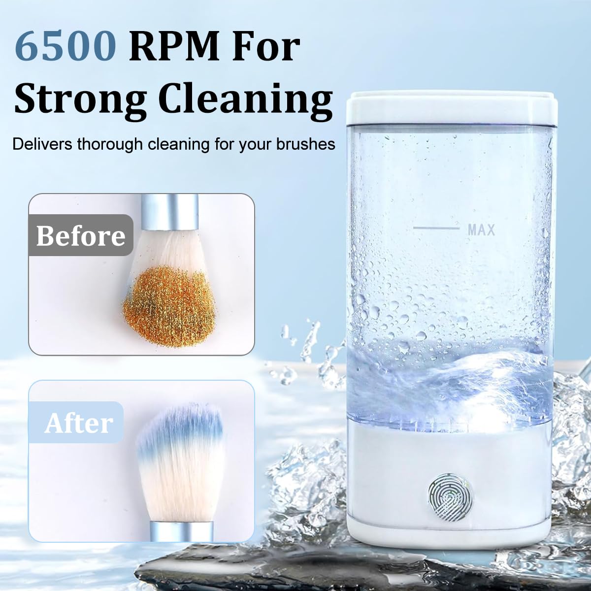 MAYCREATE Makeup Brush Cleaner for Hygienic Beauty Routines with UV Disinfection and USB C Control | Compact 3 in 1 Cleaner and Dryer