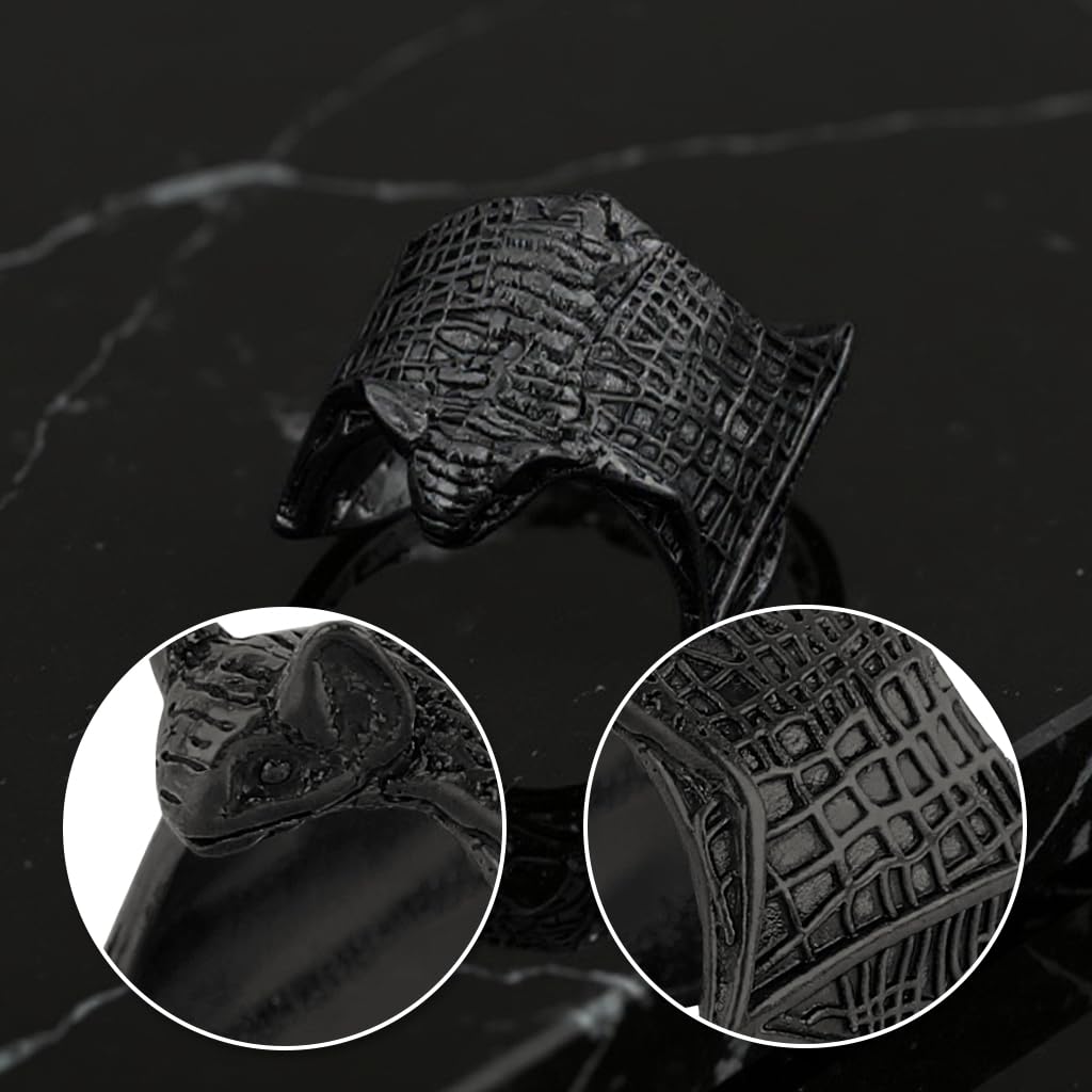 Zibuyu Vintage Gothic Bat Ring for Everyday Wear and Special Occasions | Black Jewelry for Women and Men