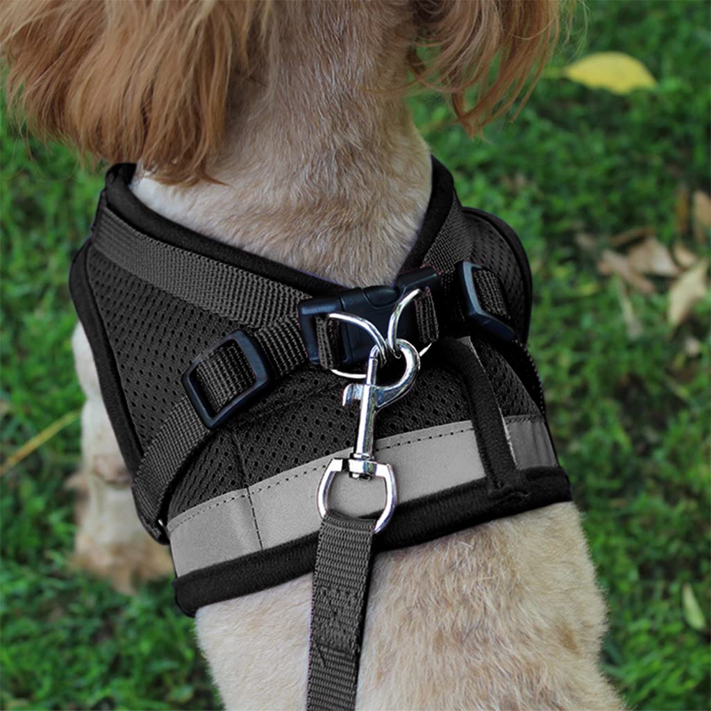 Qpets® Dog Harness for Large Dogs, Adjustable Dog Belt with Safety Reflective Strip, Breathable Mesh Fabric Cat Belt, Dog Vest Harness with Leash (Suitable for 4-6 kg)