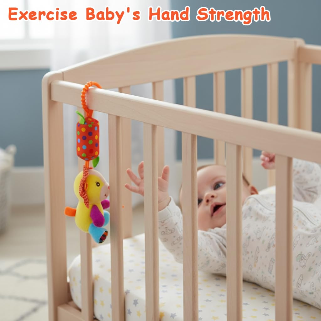 SNOWIE SOFT Baby Toys for Stroller with Open Ring Clasp and Plush Lion Rattle | Sensory Fun for 6–12 Months