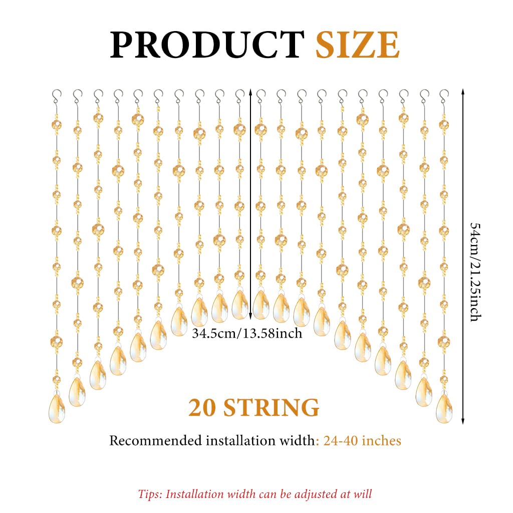 HASTHIP Crystal Strings Bead Curtains for 0.6-0.8M Doorways with Self-Adhesive Backing | Elegant Room Divider Decor