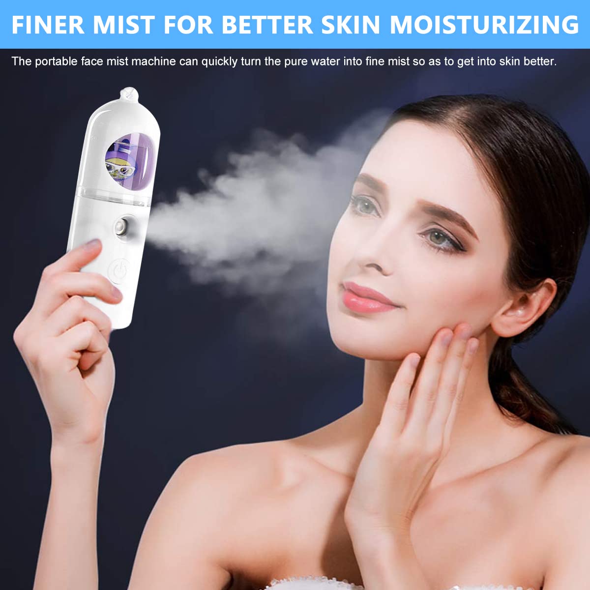 MAYCREATE Nano Facial Mist Sprayer for Skin Hydration with 30ml Tank and USB Rechargeable Design