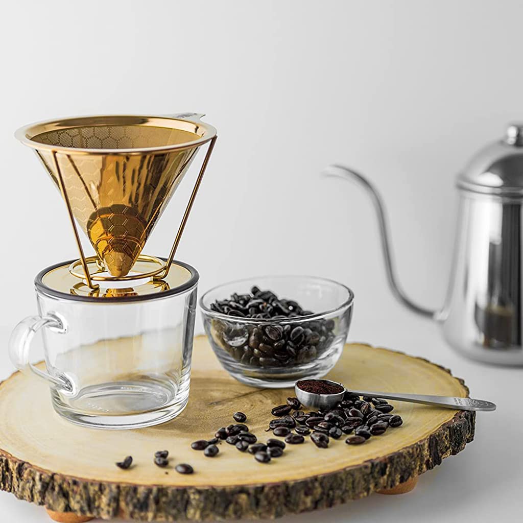 HASTHIP Filter Coffee Maker 800 Mesh for Pour Over Brewing with Dual Layer Stainless Steel | Easy to Clean Paperless Coffee Dripper