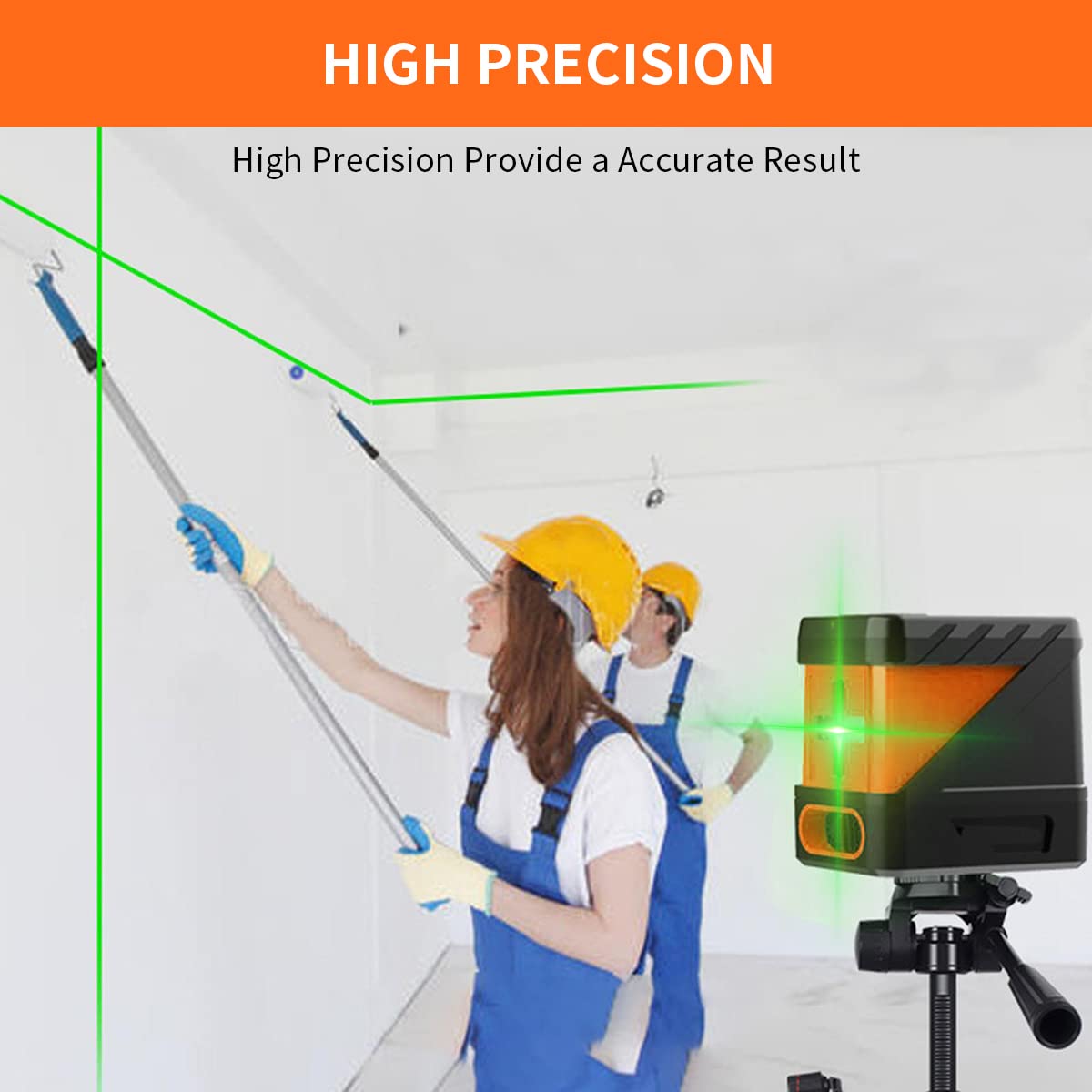Serplex Laser Level for Construction with Self Leveling and Cross Line | Green 50ft Range