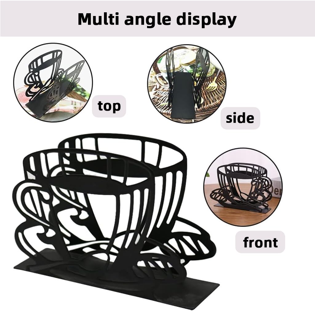 ZIBUYU Modern Metal Napkin Holder for Kitchen and Dining featuring Cast Iron Frame | Decorative Coffee Cup Design for Home Café and Restaurant Tables