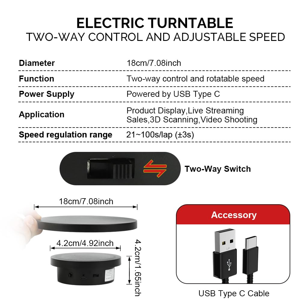 ZIBUYU Cake Display Rotator for 360 Degree Photography Turntable Use | Ideal for Water Cups