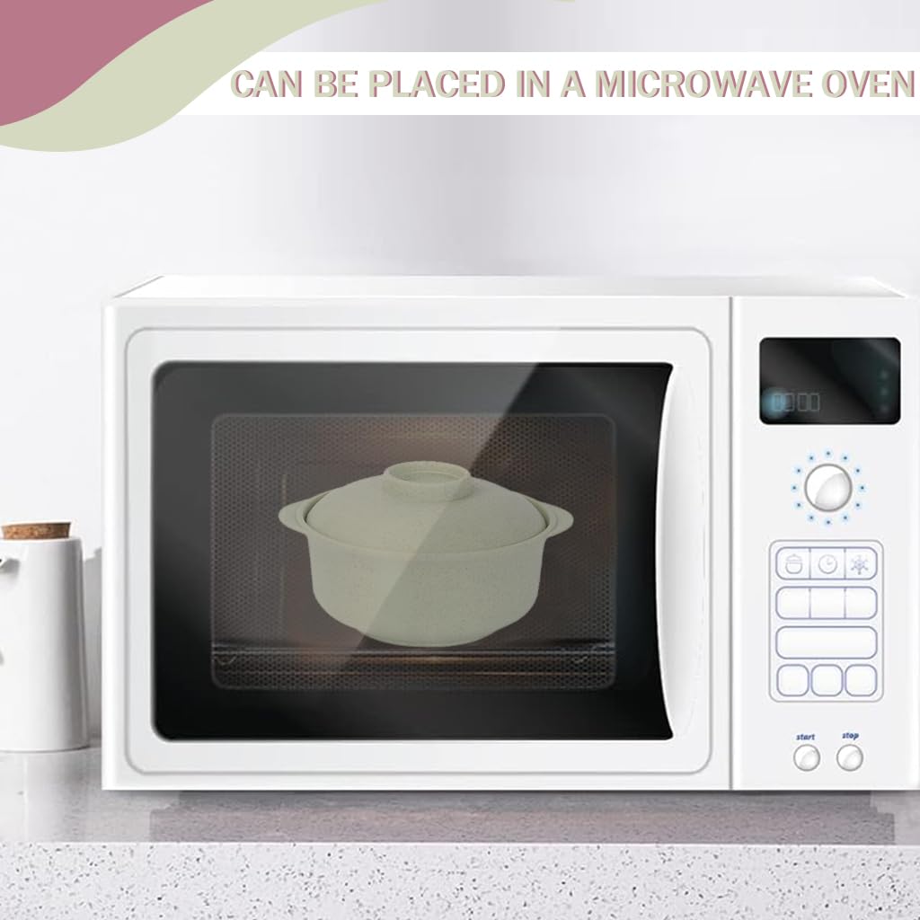 Supvox Cereal Bowls for Rice and Soup with Lid & Spoon 2 Pcs Wheat Straw Fiber Pink & Green