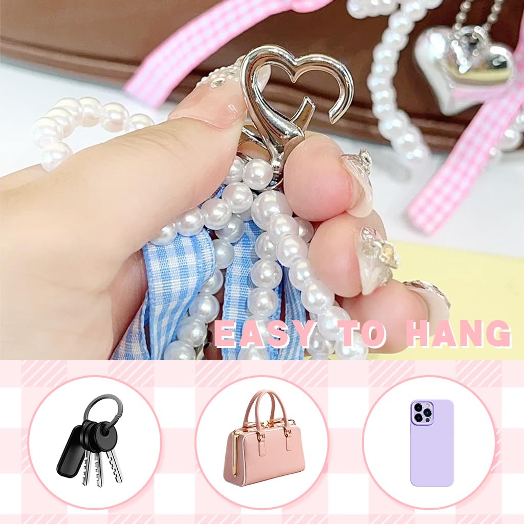 ZORBES Pearl Bow Charms for Bags and Phone Straps featuring Faux Pearl Beading | 6PCS Set