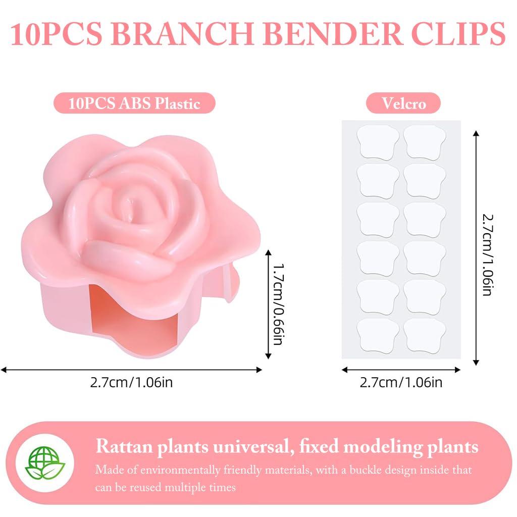HASTHIP Plant Branch Bender Clips for Orchid and Money Plant 10 Pcs with Self Adhesive | Reusable Plastic Flower Shaped Training Clips