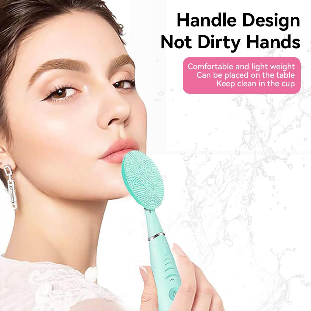 HANNEA® Electric Sonic Facial Cleansing Brush Pore Cleaning Silicone Brush with 5 Adjustable Speeds Exfoliating Deep Cleaning IPX6 Electric Wash Face Cleanser Brush