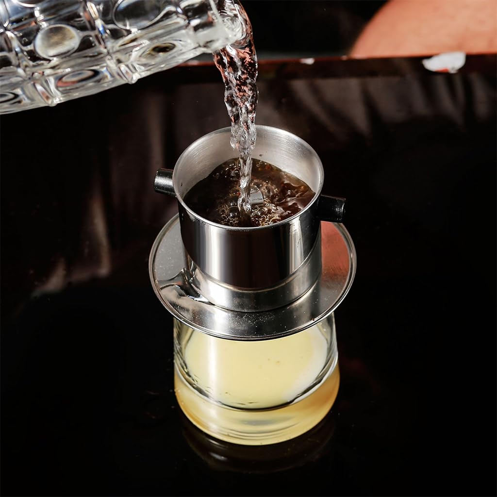 Supvox Vietnamese Coffee Maker Filter for Travel and Office Use with 8 oz Capacity | Stainless Steel Slow Drip Design