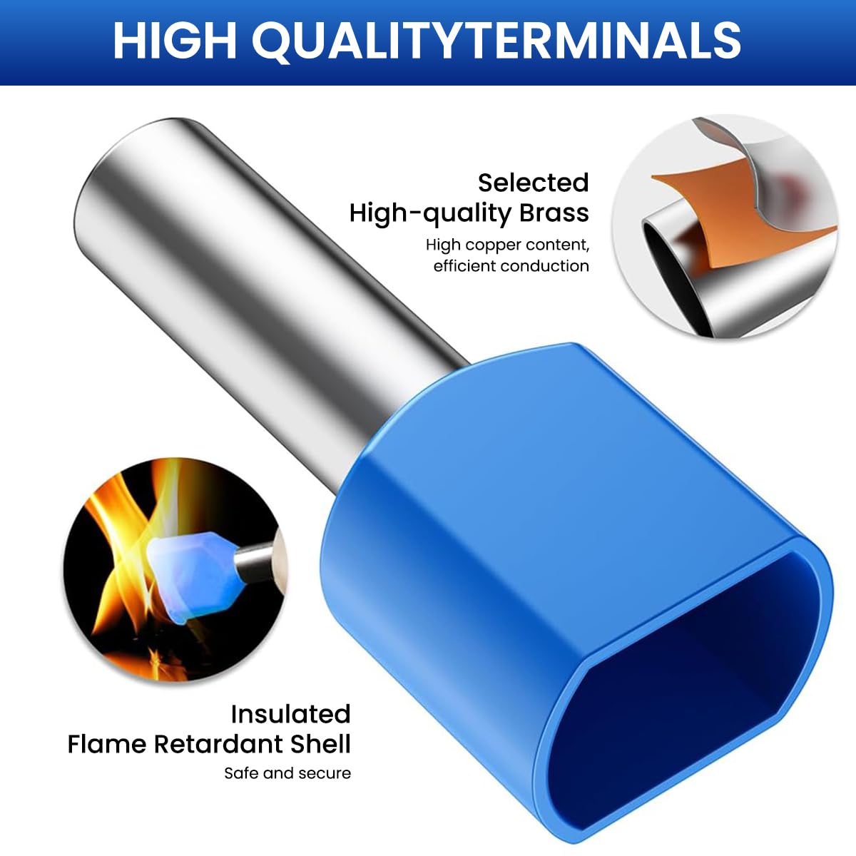 Serplex Wire Ferrules Terminals Kit for Electrical Projects with 1200pcs Dual Barrel Copper Connectors | Insulated Color Coded Crimp Pins