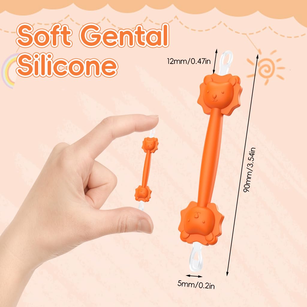 SNOWIE SOFT Baby Nasal Booger Cleaning Tool with Dual Head & Soft Silicone | 4Pcs Reusable Set for Newborns and Kids