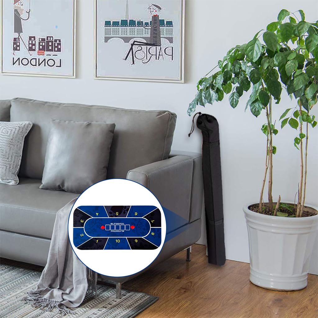 PATPAT Texas Poker Mat for 10 Players 47.2x23.6 in with Anti Slip Rubber Base | Smooth Fabric Surface