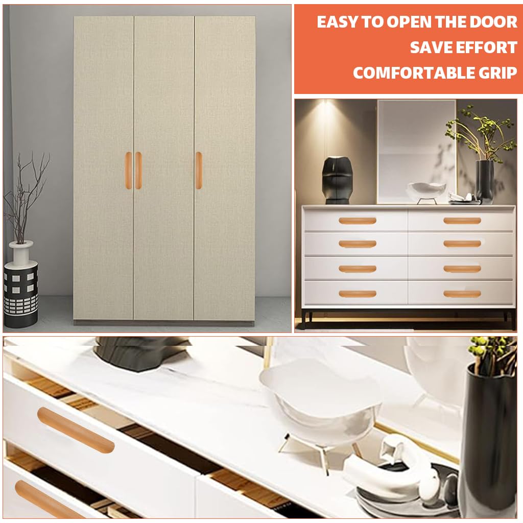 HASTHIP Wooden Cabinet Pulls for Wardrobe and Drawer with 8.6 in Half Cylinder Design | Pre Punched Handles