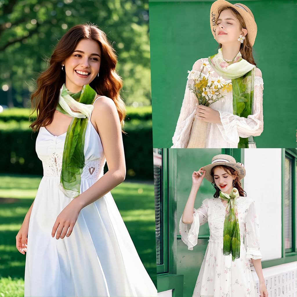 PALAY Shawl Scarf for Women with Lotus Print and Silk Like Polyester Fabric 50×160 cm | Elegant All Season Wrap