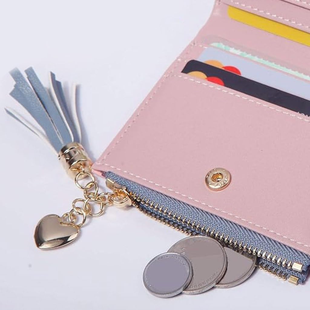 Zibuyu Wallet for Women featuring Bifold Design with Zipper Pocket and 3.9 x 4.3 in Size | Grey PU Leather Purse