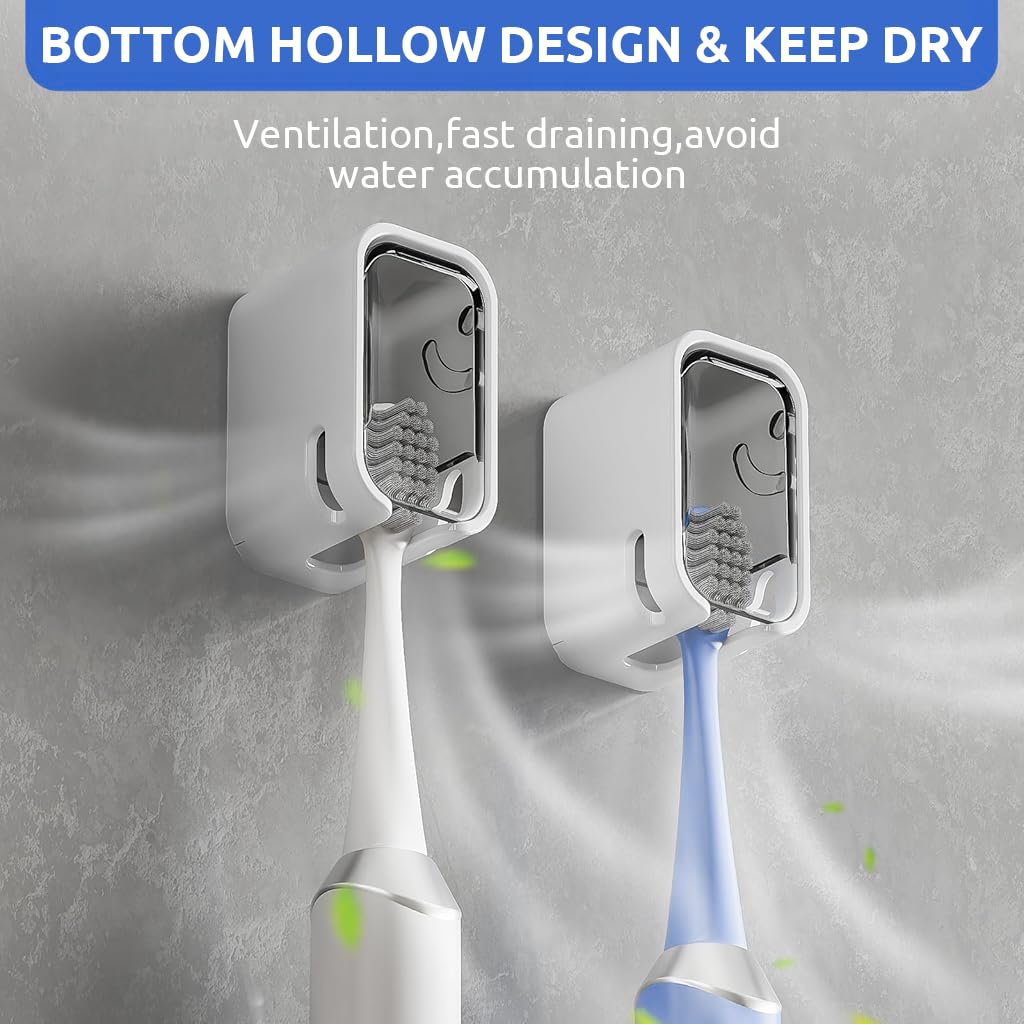 HASTHIP Wall Toothbrush Holder for Bathroom with Dustproof Cover and Clear Window | 6PCS Set