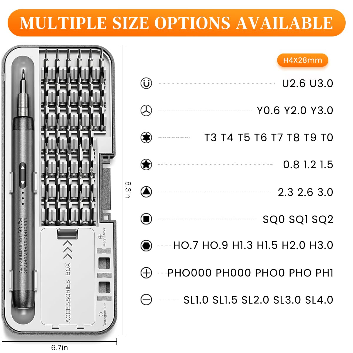 Serplex Mini Electric Screwdriver Kit with 38 Bits and 6 Pry Tools featuring 0.35 Nm Torque | USB Rechargeable Tool for Phone Laptop and Watch Repair