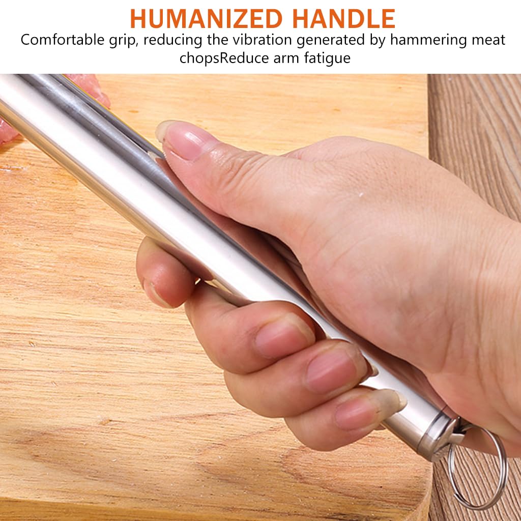 Supvox® Kitchen Meat Tenderizer 10.4 Inches Meat Pounder Food Grade 304 Stainless Steel Meat Tenderizer Hammer Meat Pounder for Chicken Breast, Meat, Pork