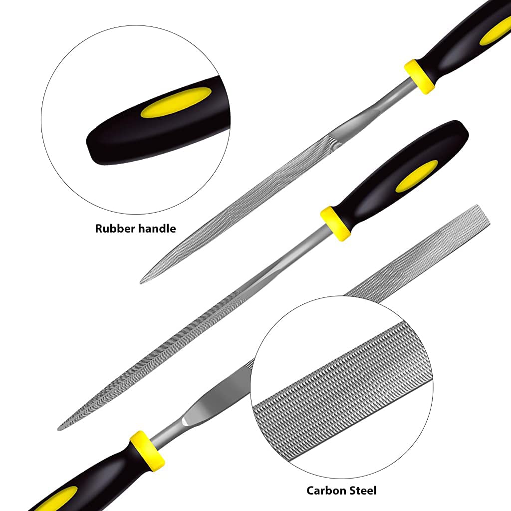 HASTHIP File Tools Set for Wood and Metal Craftwork with Anti-Slip Handles 20 pcs 5mm 180mm