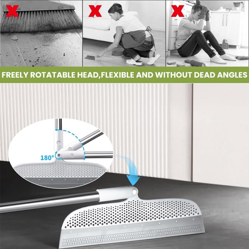 HASTHIP Magic Broom Sweeper for Floor Cleaning with 51.14 in Handle & 180° Swivel Head | Silicone Blade for Bathroom and Kitchen