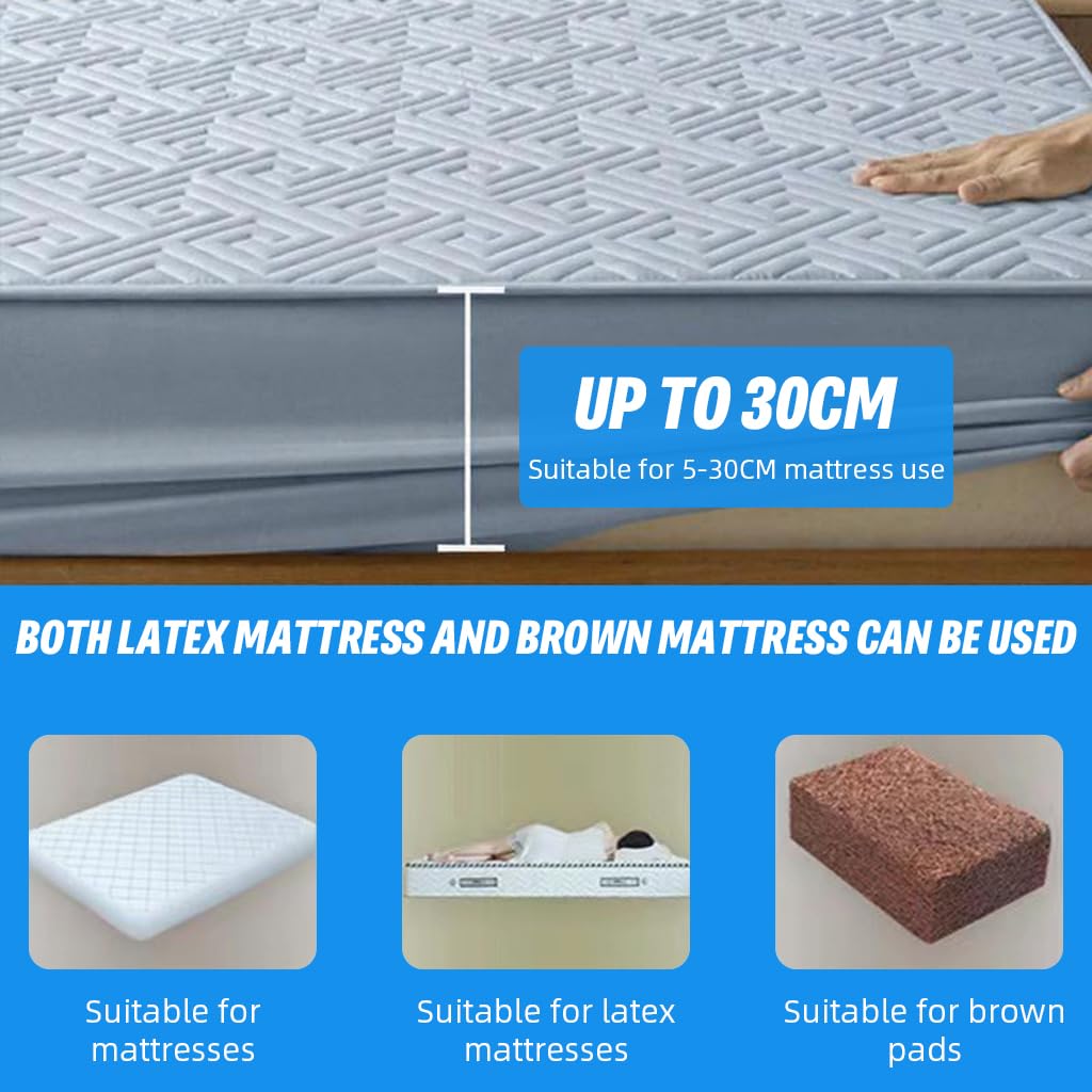 HASTHIP Bed Covers Queen Size with Hidden Waterproof Liner 78.7 x 59 in | Quilted Cotton Blue