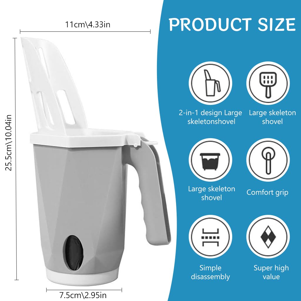 Qpets Cat Litter Shovel for Easy Cleaning with Integrated Waste Bin and Bag Dispenser | 3 in 1 Tool