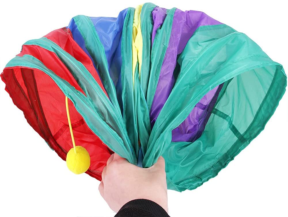 Qpets Cat Tunnel Combo for Indoor and Outdoor Play with 3 and 2 Way 25 cm × 80 cm Tubes | Foldable Rainbow Toy Set