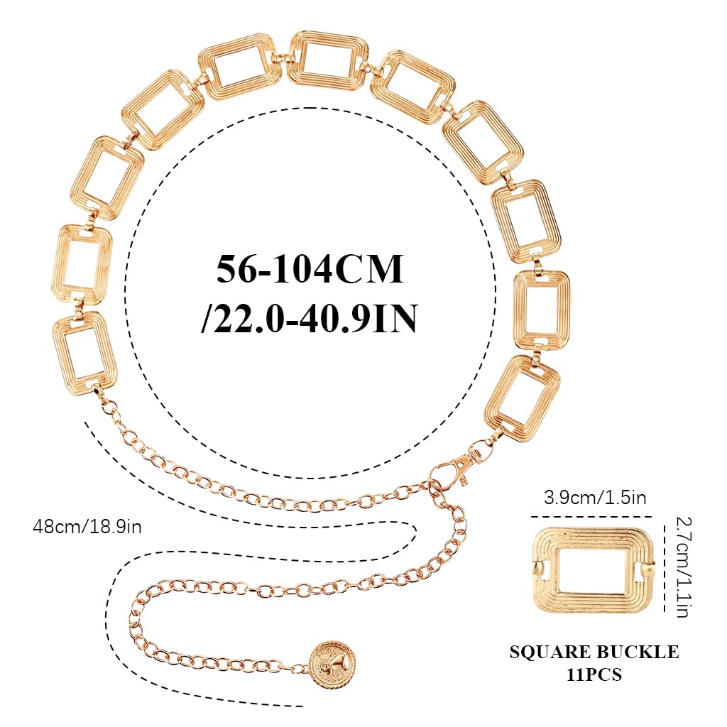 SANNIDHI Waist Chain for Women with Adjustable Loop Links in Golden Metal | 2 PCS Set