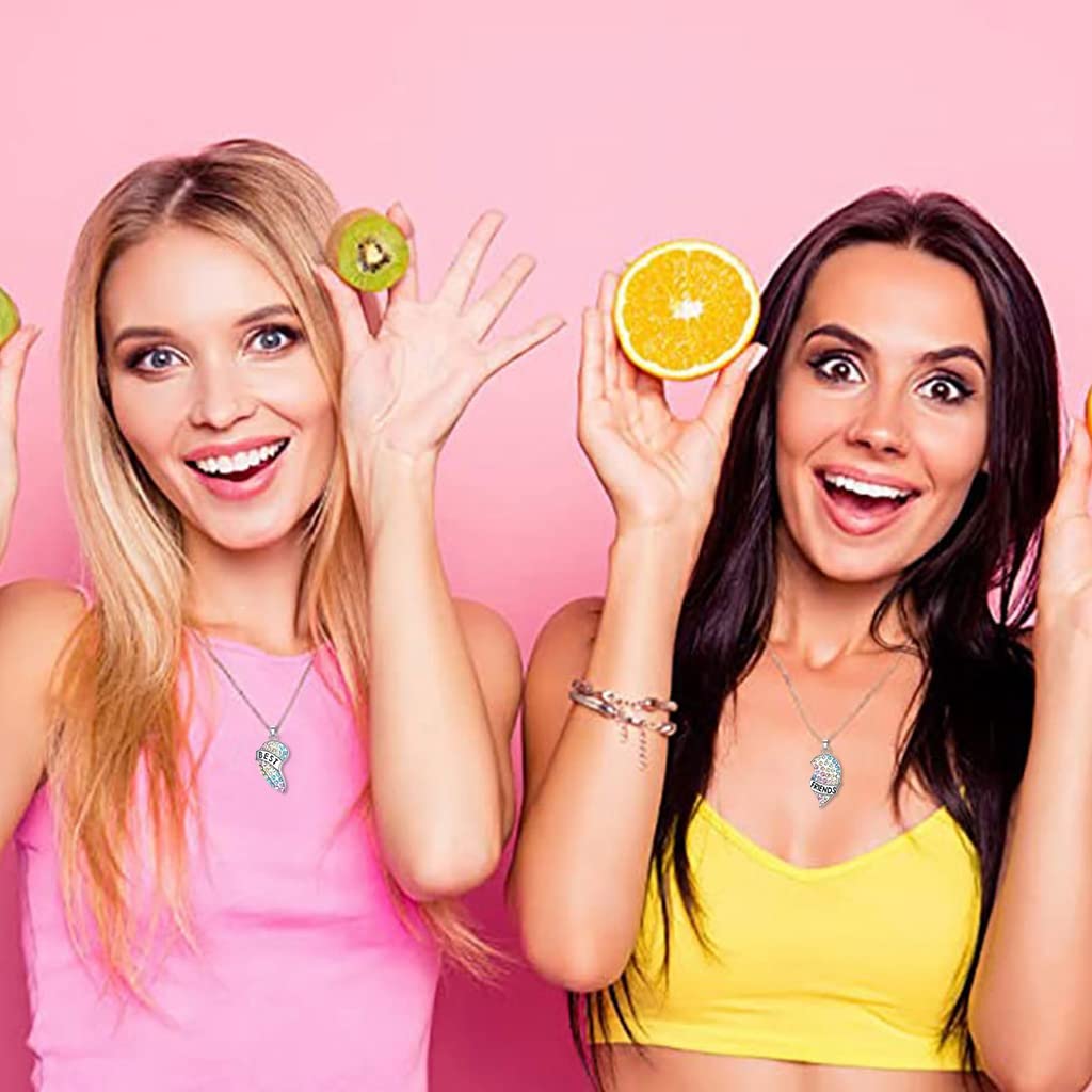 Zibuyu Heart Necklace for Friendship Girls with Magnetic Pendant Pair and Alloy Chain | Charming Gift for Best Friends