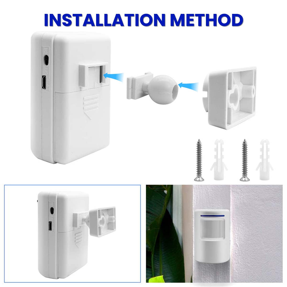 Supvox Door Bell for Home Electrical Motion Sensor Wireless Door Bell 70M Long Range for Store Used Ding Dong Bell with Catching Eye Flash Light Smart Door Bells 38 Ringtones and 3 Level Volume