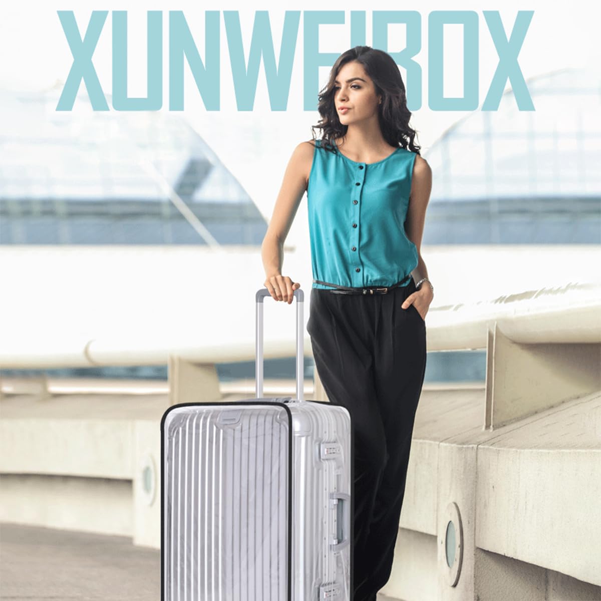 ZIBUYU Transparent Luggage Cover for 28 Inch Suitcase with Hook and Loop Buckle | Thick PVC Dustproof Protection