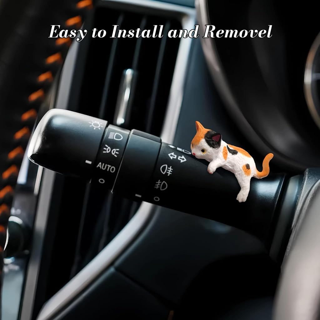 STHIRA Central Touchscreen Ornaments for Tesla featuring 5 PVC Cartoon Cat Charms | Cute Dashboard Decoration