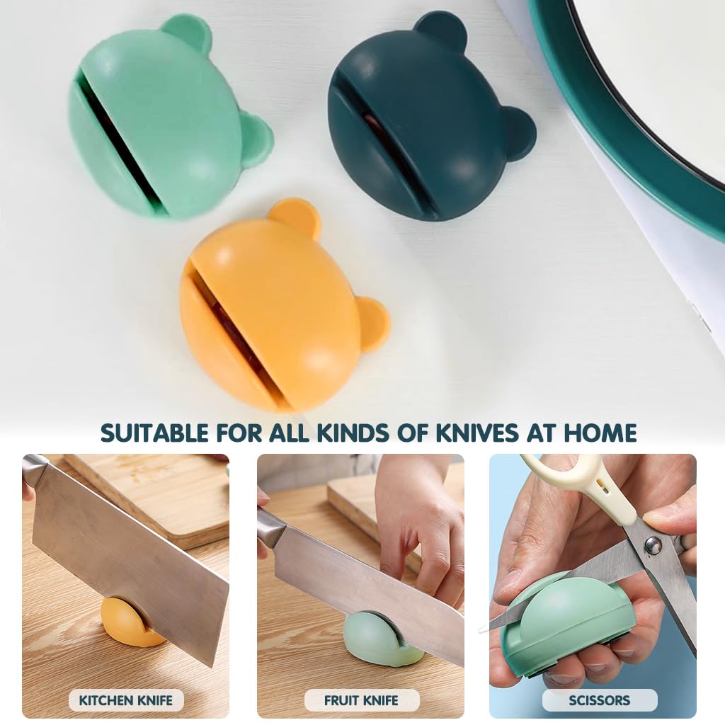 HASTHIP Manual Sharpener Set for Kitchen with Easy Pull Through Mechanism | 3PCS Frog Design