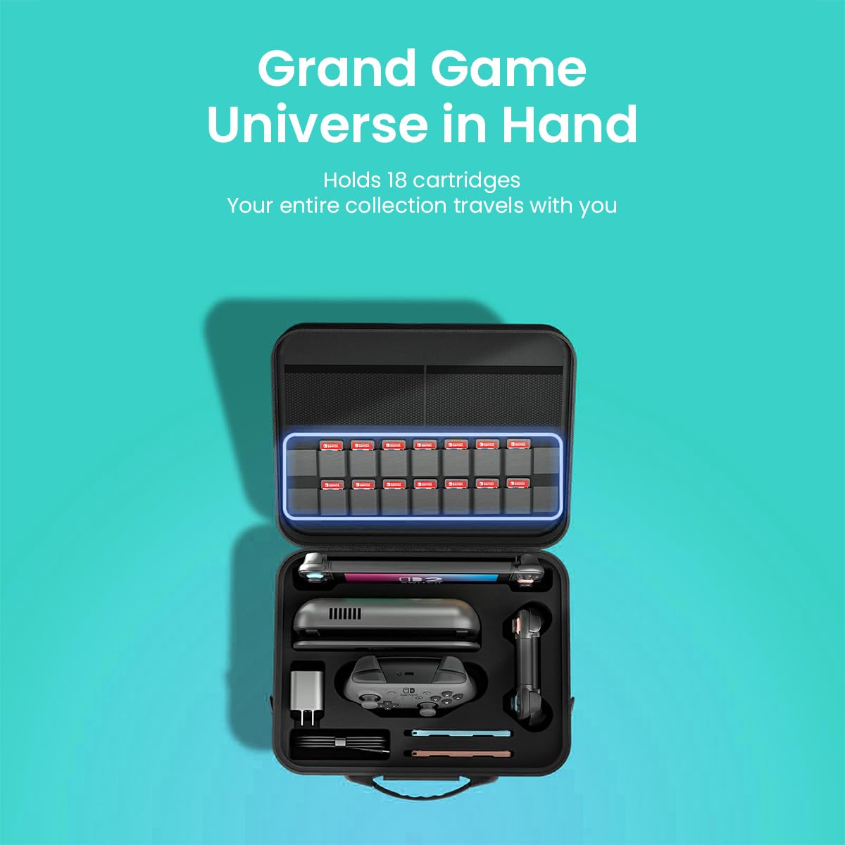 ZORBES Carrying Case for Switch 2 2025 with 14 Game Card Slots and Waterproof Nylon Design