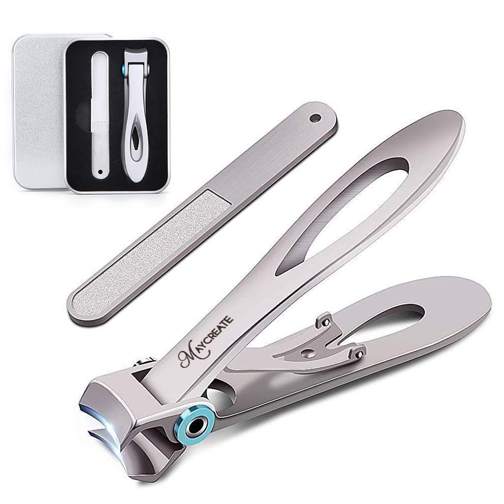 HASTHIP® Stainless Steel Nail Cutter with Clippers,Trimmer,Toe nail Cutting,Fingernail with Wide Opening Sharp Jaws,Toenail Clippers for Thick Nails with Nail File for Men