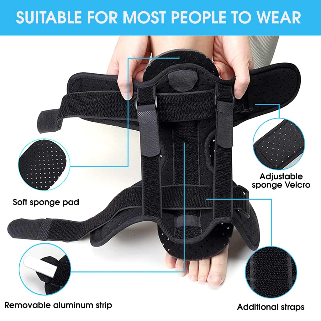 HANNEA® Plantar Fasciitis Splint Plantar Fasciitis Heel Support for Man & Women Pain Relief Plantar Fasciitis Adjustable Foot Splint Massage Ball, Fasten Strap, 2 Arch Pad, Drawstring Pouch