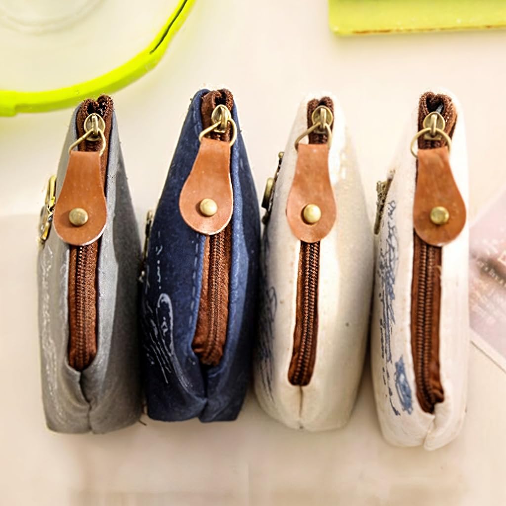 ZIBUYU Coin Pouch Set for Women and Kids with Zipper Canvas Wallets | 8PCS Cute Gift Bags