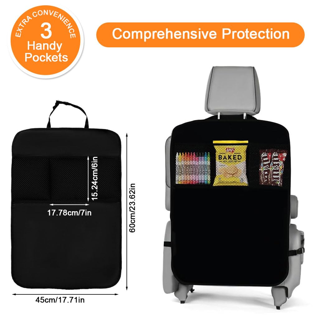 STHIRA Car Back Seat Organizer for Kids & Pets with 3 Mesh Pockets | 2Pcs Waterproof Cover