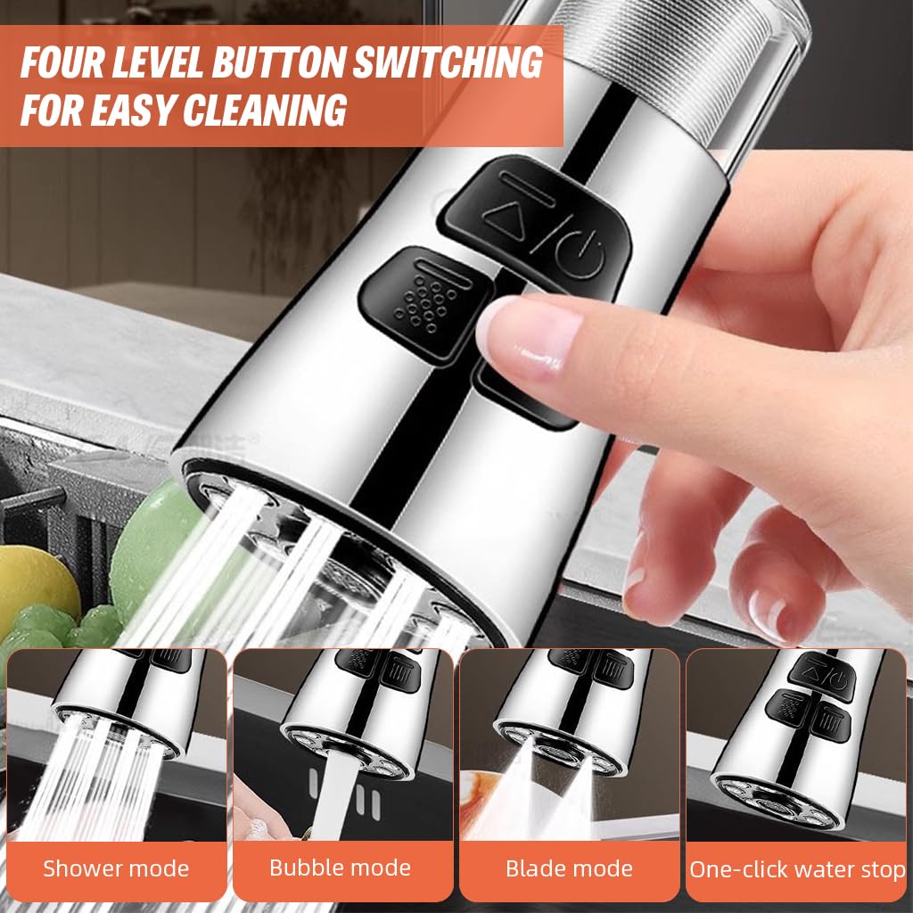 HASTHIP Kitchen Faucet Extender for Sink with 360° Rotation and 3-Mode Spray Head | Stainless Steel