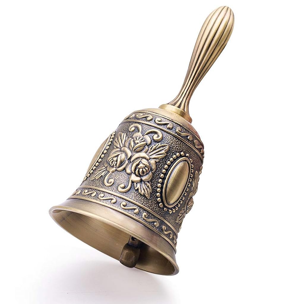Serplex Hand Bell for Weddings and Service with 2.2×4.6 in Brass Body and Textured Handle