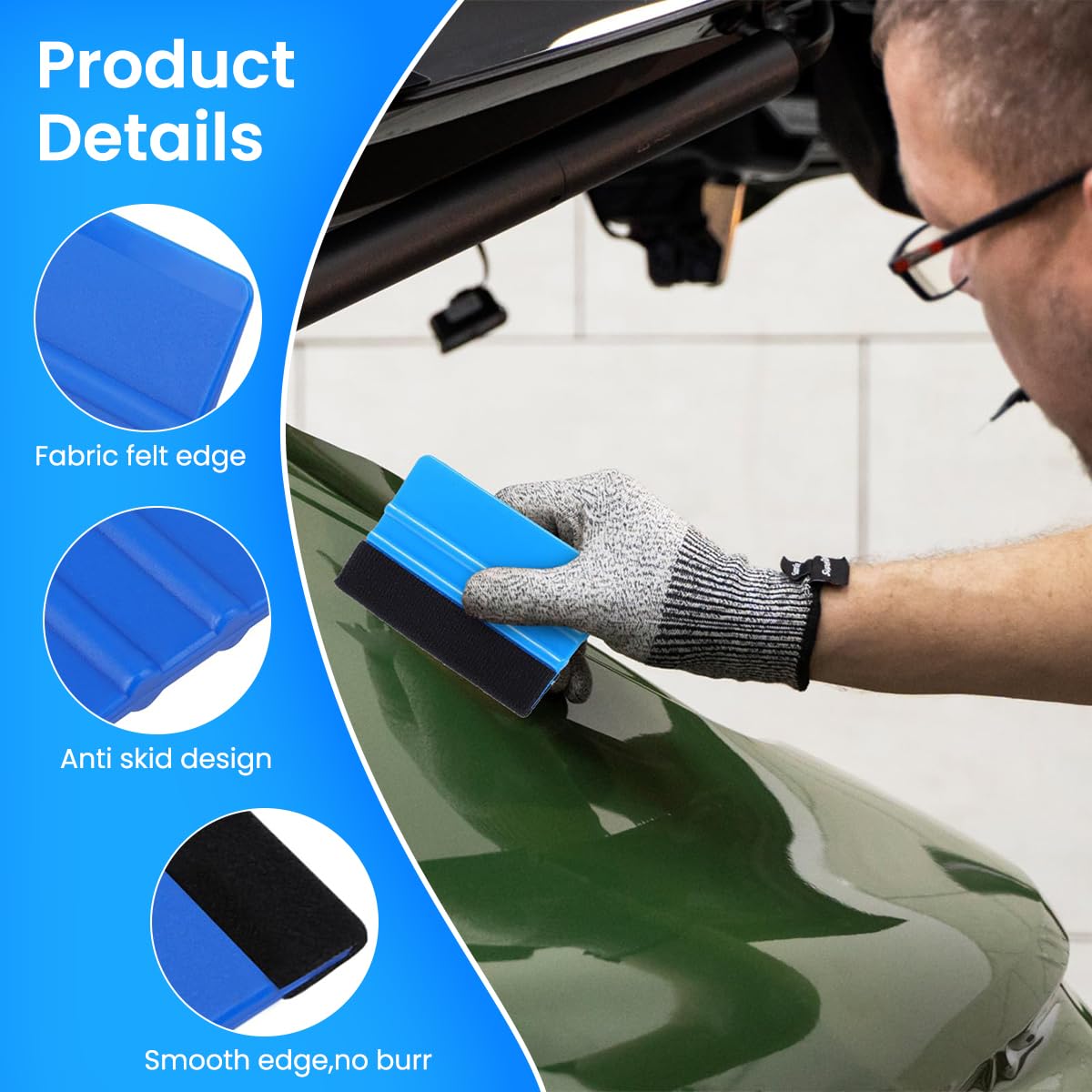 STHIRA Squeegee for Vinyl Wrap with Felt Edge 20PCS 4 Inch | Scratch Free Film Application